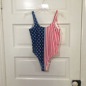 American flag one-piece swim suit